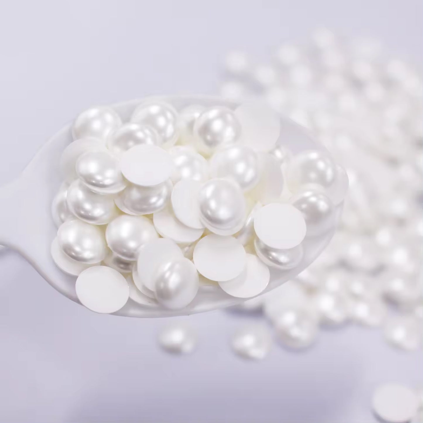 OPL Korean-Style 3mm-12mm Crystal White Pearls Hot Fix Flatback Rhinestones – 12 Facets Resin Ornaments for Shoes & Garment
