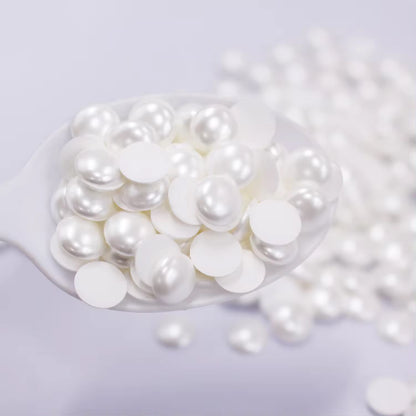 OPL Korean-Style 3mm-12mm Crystal White Pearls Hot Fix Flatback Rhinestones – 12 Facets Resin Ornaments for Shoes & Garment