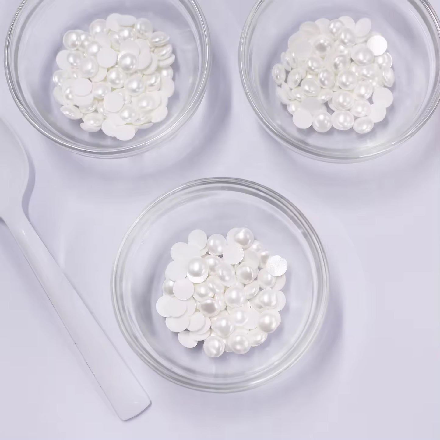 OPL Korean-Style 3mm-12mm Crystal White Pearls Hot Fix Flatback Rhinestones – 12 Facets Resin Ornaments for Shoes & Garment