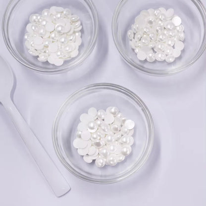 OPL Korean-Style 3mm-12mm Crystal White Pearls Hot Fix Flatback Rhinestones – 12 Facets Resin Ornaments for Shoes & Garment