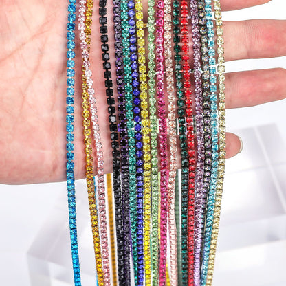 Round Shape Sew-On Cup Chain with Glass Loose Rhinestone Decoration for Dresses - Sizes 3mm-8mm
