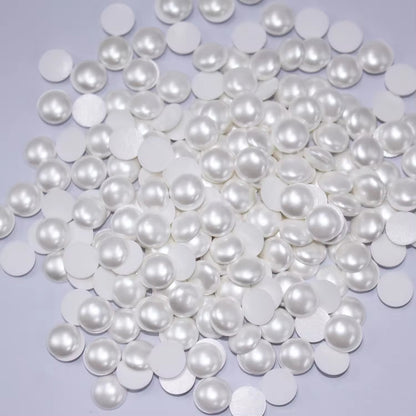 OPL Korean-Style 3mm-12mm Crystal White Pearls Hot Fix Flatback Rhinestones – 12 Facets Resin Ornaments for Shoes & Garment