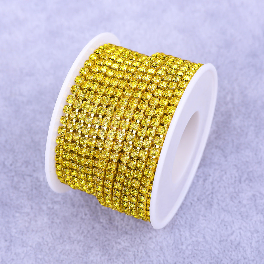 Round Shape Sew-On Cup Chain with Glass Loose Rhinestone Decoration for Dresses - Sizes 3mm-8mm