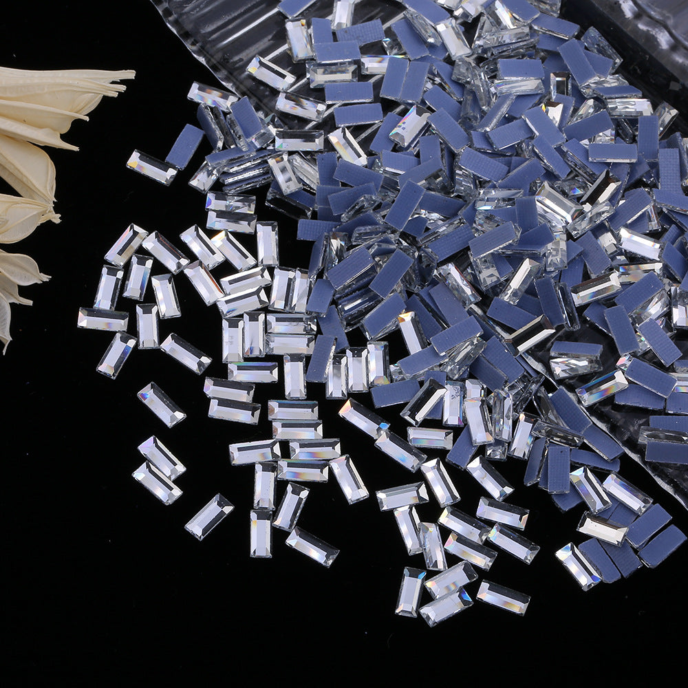 OPL K9 Glass Crystal Loose Rhinestones - Hotfix Flat Top Rectangle Shape Iron-on Rhinestones for DIY Crafts and Decoration