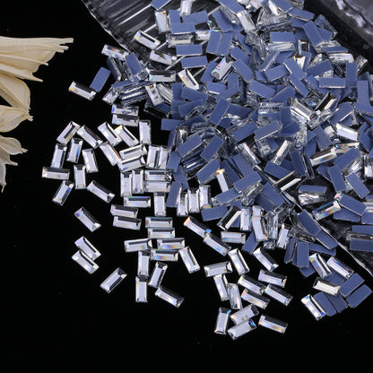 OPL K9 Glass Crystal Loose Rhinestones - Hotfix Flat Top Rectangle Shape Iron-on Rhinestones for DIY Crafts and Decoration