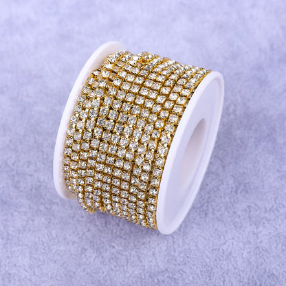 Round Shape Sew-On Cup Chain with Glass Loose Rhinestone Decoration for Dresses - Sizes 3mm-8mm