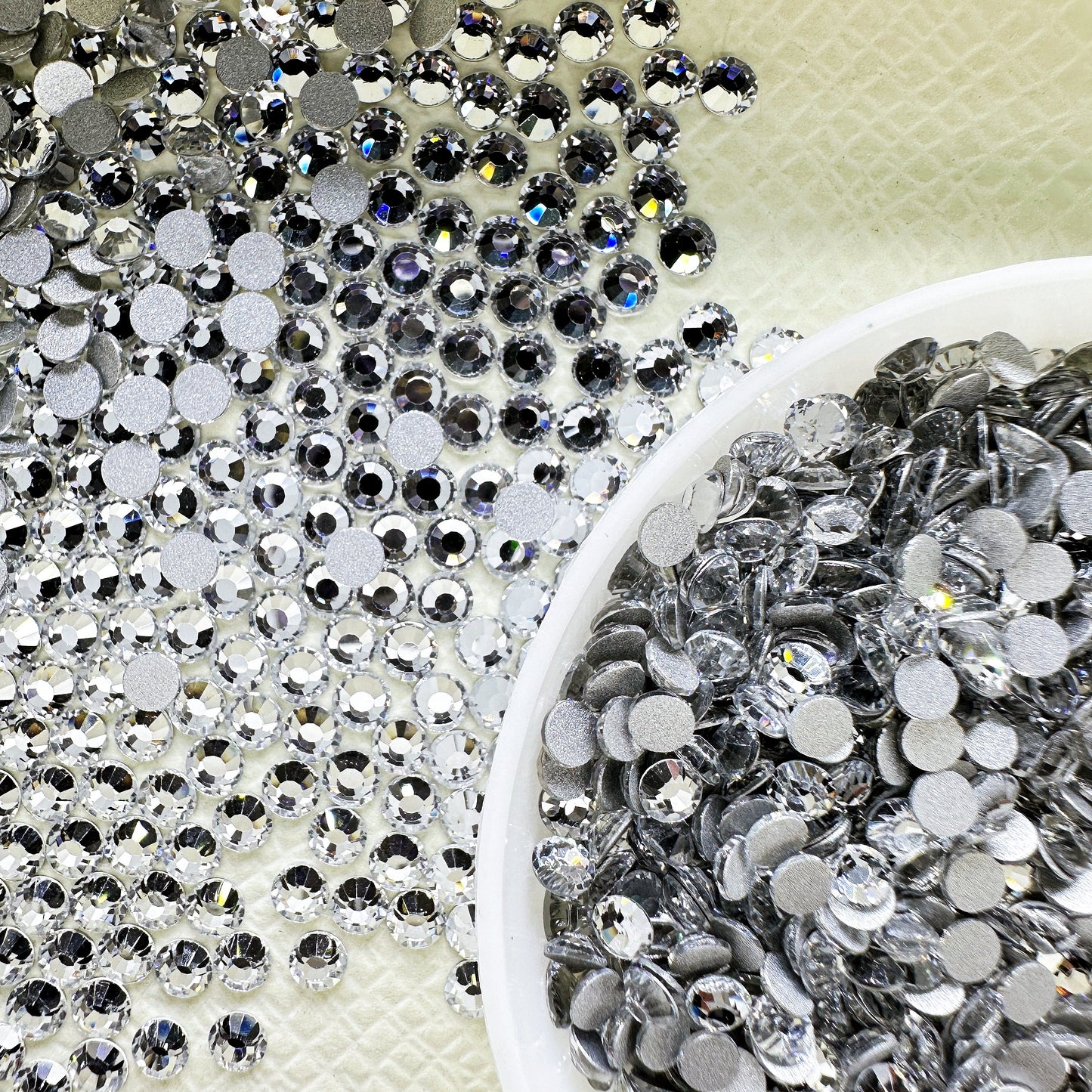 OPAL Wholesale Premium Quality Adhesive Silver Backed Flatback Glass Rhinestones with 12 Facets for Nail Art Creations