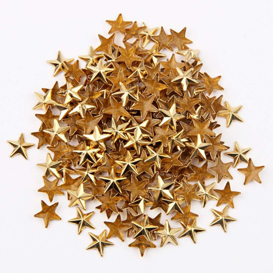 Bulk Wholesale 300pcs Gold 12x12mm Flatback Glue on Studs Hotfix Iron Stars - 1/4" Flatback Loose Rhinestones