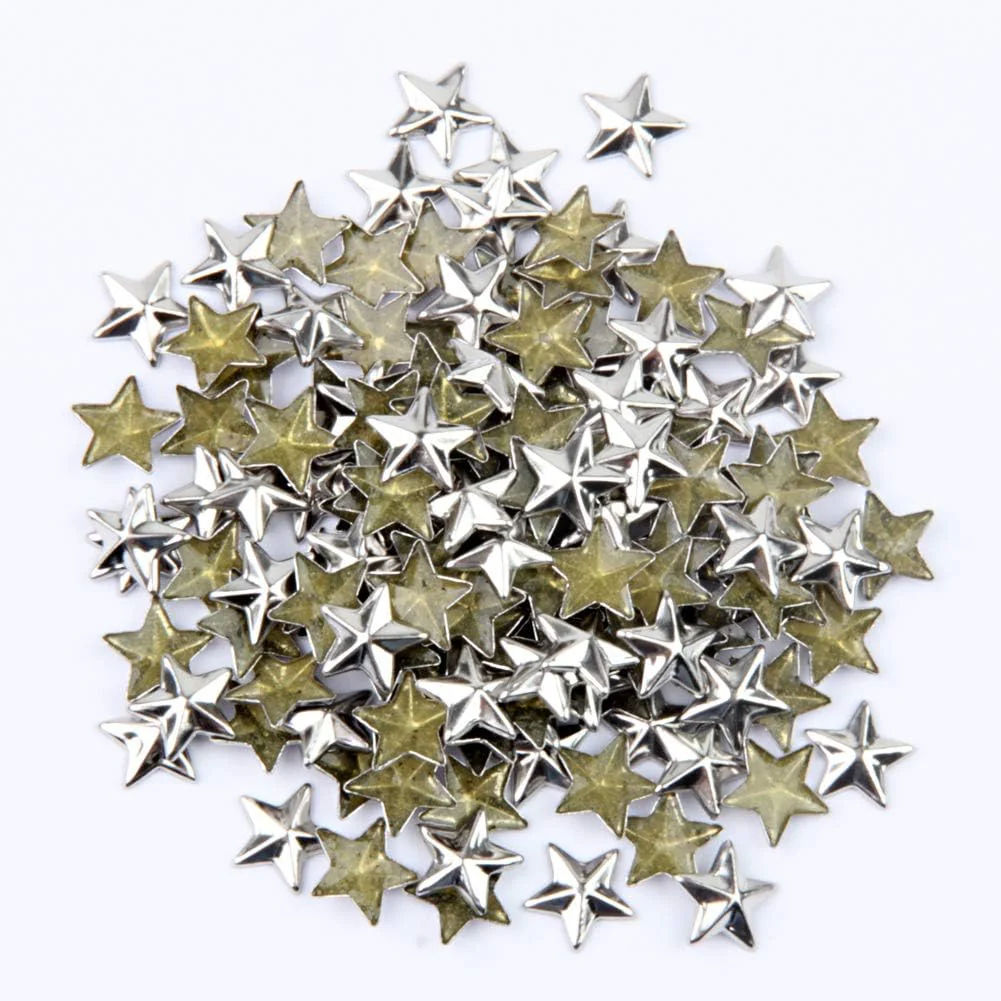 Bulk Wholesale 300pcs Gold 12x12mm Flatback Glue on Studs Hotfix Iron Stars - 1/4" Flatback Loose Rhinestones