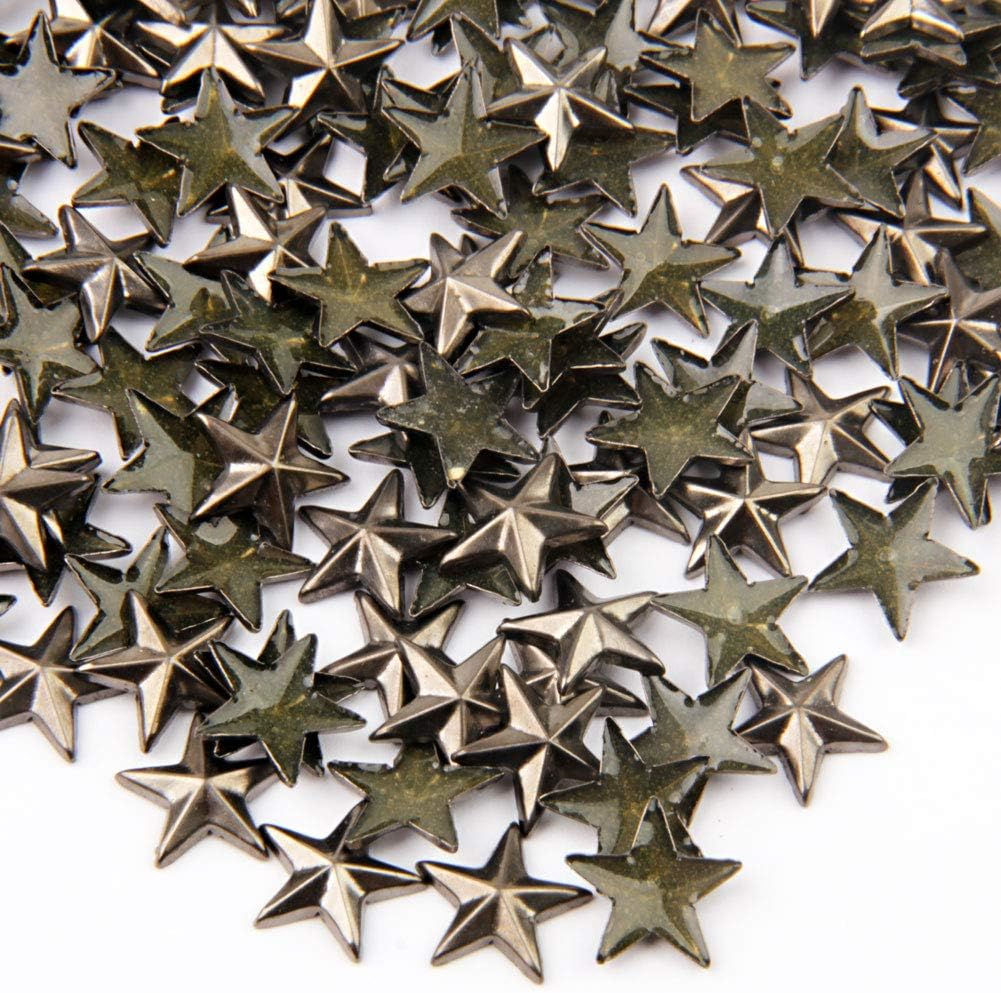 Bulk Wholesale 300pcs Gold 12x12mm Flatback Glue on Studs Hotfix Iron Stars - 1/4" Flatback Loose Rhinestones