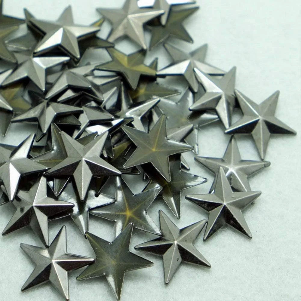 Bulk Wholesale 300pcs Gold 12x12mm Flatback Glue on Studs Hotfix Iron Stars - 1/4" Flatback Loose Rhinestones