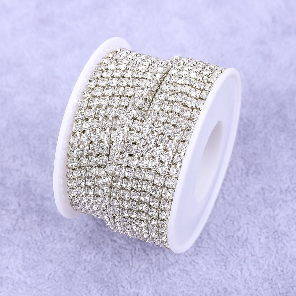Round Shape Sew-On Cup Chain with Glass Loose Rhinestone Decoration for Dresses - Sizes 3mm-8mm