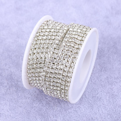 Round Shape Sew-On Cup Chain with Glass Loose Rhinestone Decoration for Dresses - Sizes 3mm-8mm