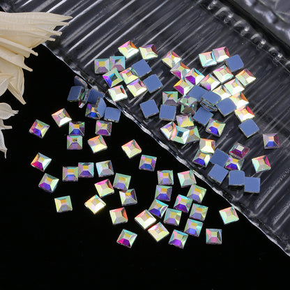 OPL K9 Glass Crystal Loose Rhinestones - Hotfix Flat Top Rectangle Shape Iron-on Rhinestones for DIY Crafts and Decoration