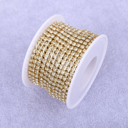 Round Shape Sew-On Cup Chain with Glass Loose Rhinestone Decoration for Dresses - Sizes 3mm-8mm