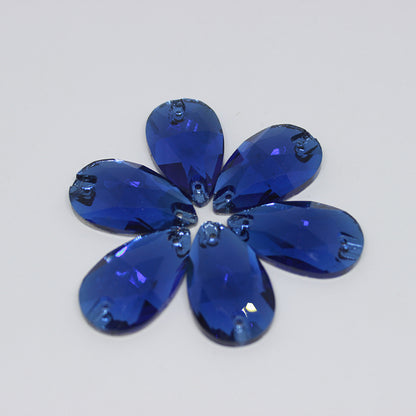 K9 Glass Double Hole DIY Clothing Rhinestones - Oval Shaped Sew-on Stone Chamfered Diamonds Flat Bottom for Hat Garment