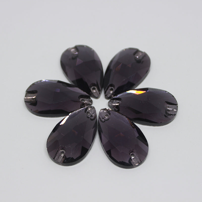 K9 Glass Double Hole DIY Clothing Rhinestones - Oval Shaped Sew-on Stone Chamfered Diamonds Flat Bottom for Hat Garment