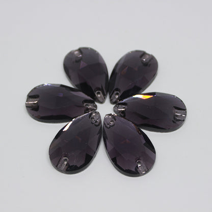K9 Glass Double Hole DIY Clothing Rhinestones - Oval Shaped Sew-on Stone Chamfered Diamonds Flat Bottom for Hat Garment