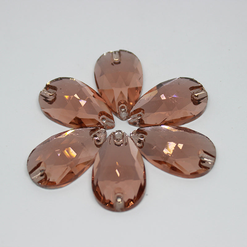 K9 Glass Double Hole DIY Clothing Rhinestones - Oval Shaped Sew-on Stone Chamfered Diamonds Flat Bottom for Hat Garment