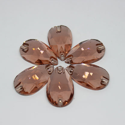 K9 Glass Double Hole DIY Clothing Rhinestones - Oval Shaped Sew-on Stone Chamfered Diamonds Flat Bottom for Hat Garment