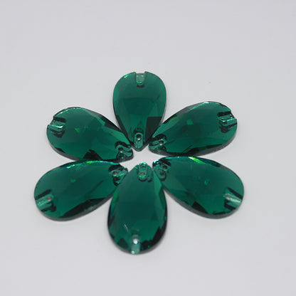 K9 Glass Double Hole DIY Clothing Rhinestones - Oval Shaped Sew-on Stone Chamfered Diamonds Flat Bottom for Hat Garment