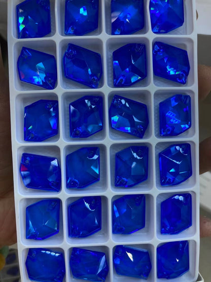 K9 Glass Double Hole DIY Clothing Rhinestones - Oval Shaped Sew-on Stone Chamfered Diamonds Flat Bottom for Hat Garment