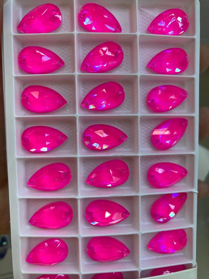 K9 Glass Double Hole DIY Clothing Rhinestones - Oval Shaped Sew-on Stone Chamfered Diamonds Flat Bottom for Hat Garment