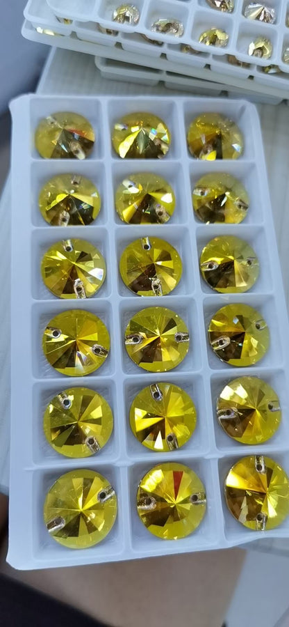 K9 Glass Double Hole DIY Clothing Rhinestones - Oval Shaped Sew-on Stone Chamfered Diamonds Flat Bottom for Hat Garment