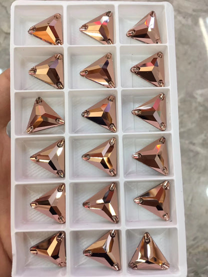 K9 Glass Double Hole DIY Clothing Rhinestones - Oval Shaped Sew-on Stone Chamfered Diamonds Flat Bottom for Hat Garment