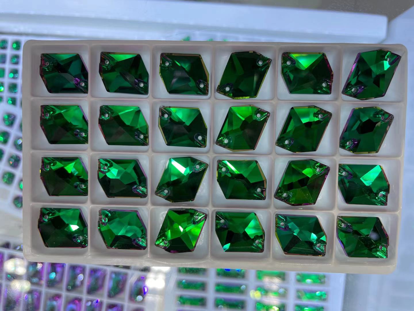 K9 Glass Double Hole DIY Clothing Rhinestones - Oval Shaped Sew-on Stone Chamfered Diamonds Flat Bottom for Hat Garment