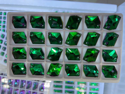 K9 Glass Double Hole DIY Clothing Rhinestones - Oval Shaped Sew-on Stone Chamfered Diamonds Flat Bottom for Hat Garment