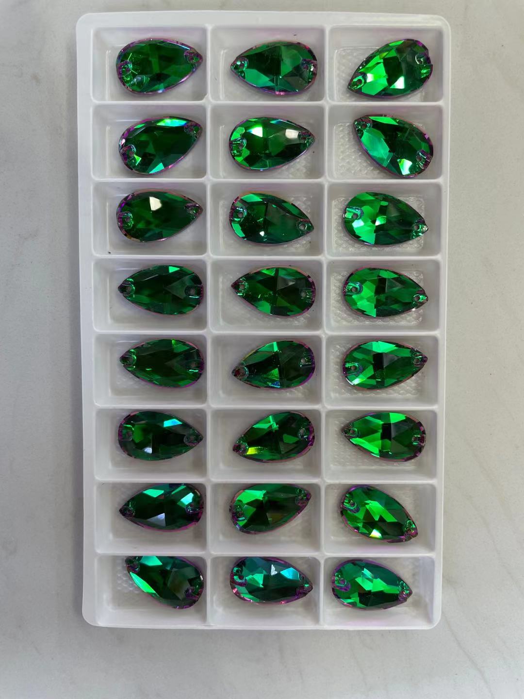 K9 Glass Double Hole DIY Clothing Rhinestones - Oval Shaped Sew-on Stone Chamfered Diamonds Flat Bottom for Hat Garment