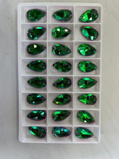 K9 Glass Double Hole DIY Clothing Rhinestones - Oval Shaped Sew-on Stone Chamfered Diamonds Flat Bottom for Hat Garment