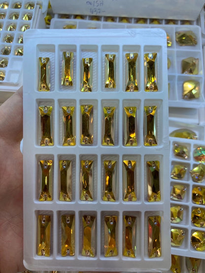 K9 Glass Double Hole DIY Clothing Rhinestones - Oval Shaped Sew-on Stone Chamfered Diamonds Flat Bottom for Hat Garment