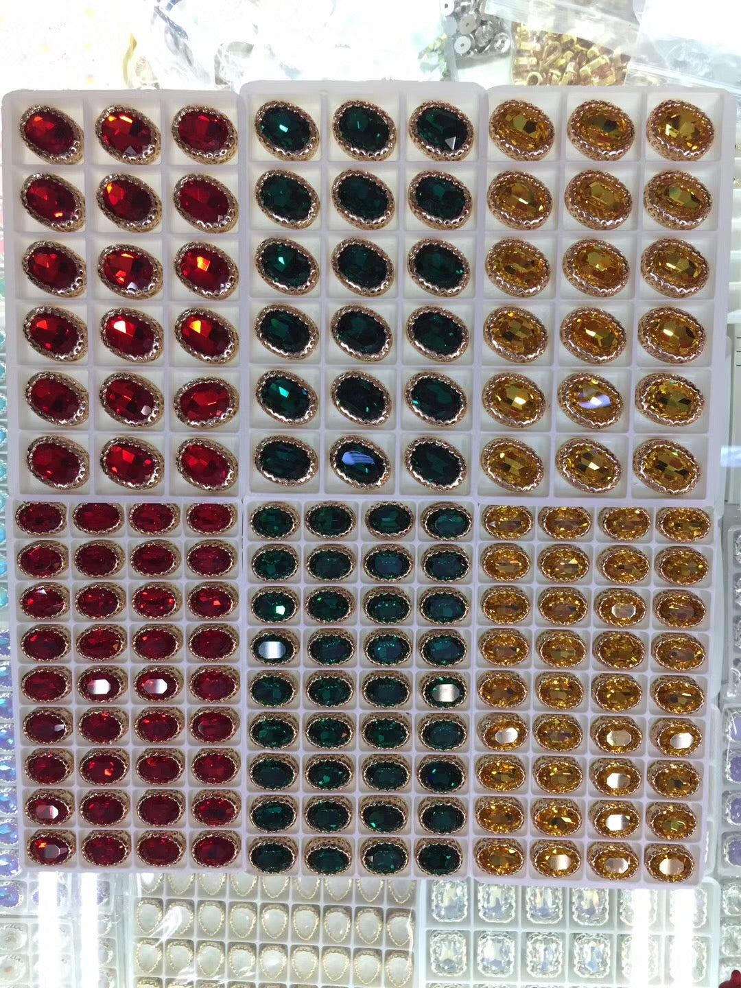 K9 Glass Double Hole DIY Clothing Rhinestones - Oval Shaped Sew-on Stone Chamfered Diamonds Flat Bottom for Hat Garment