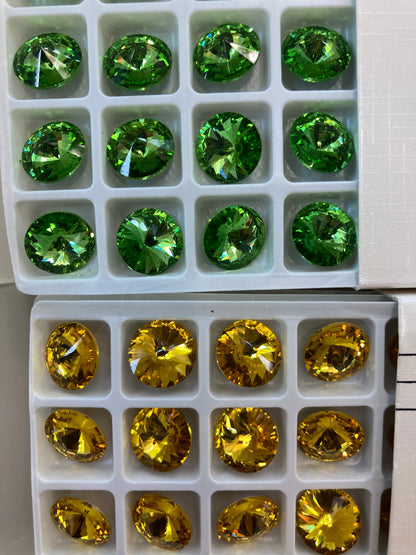 K9 Glass Double Hole DIY Clothing Rhinestones - Oval Shaped Sew-on Stone Chamfered Diamonds Flat Bottom for Hat Garment