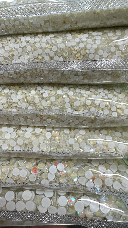 OPL Wholesale Electric Color Glass Iron-On Hotfix Transfer Loose Rhinestones Washable Backing Hotfix Rhinestone Transfer