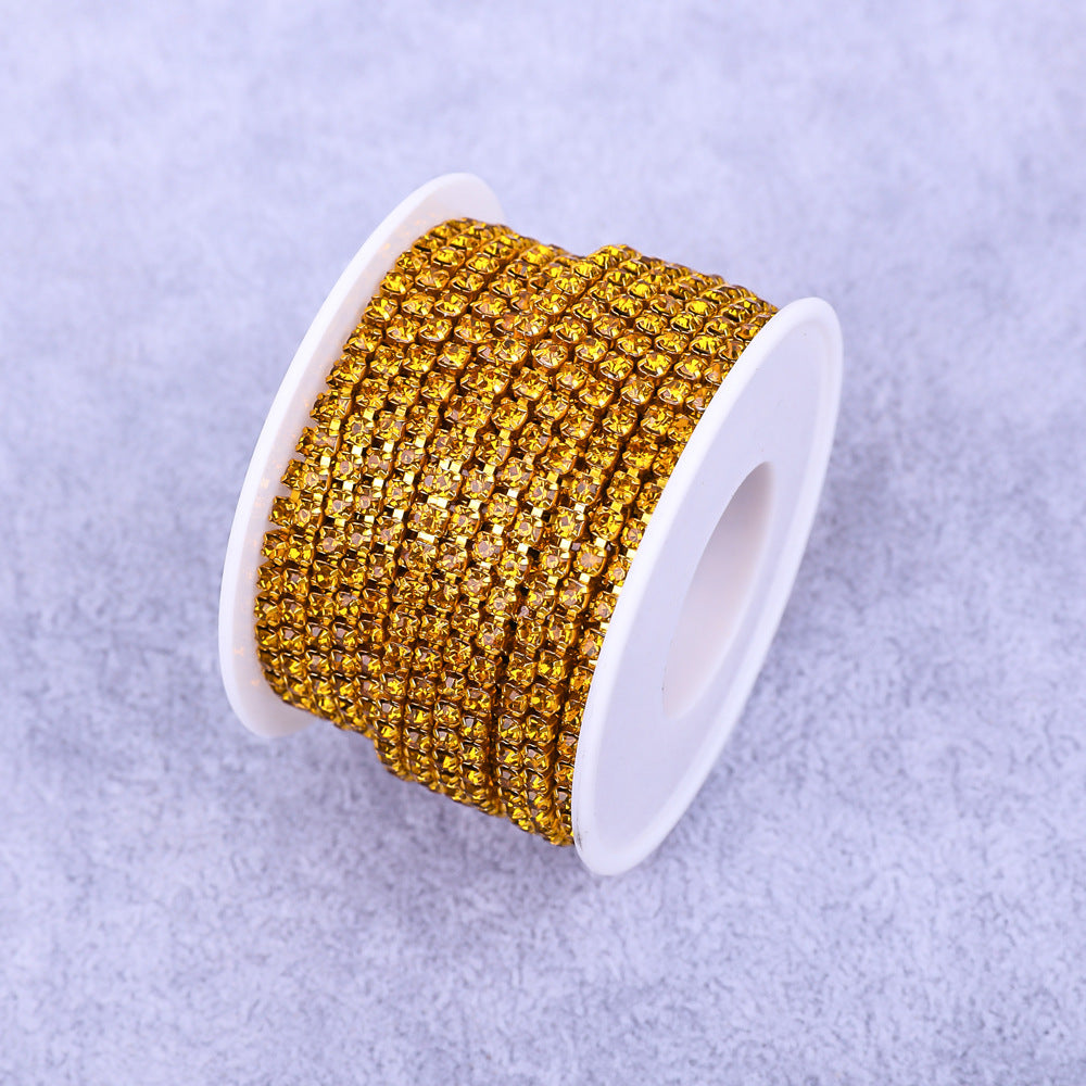 Round Shape Sew-On Cup Chain with Glass Loose Rhinestone Decoration for Dresses - Sizes 3mm-8mm