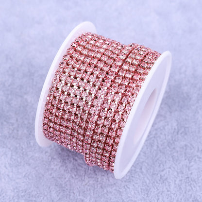 Round Shape Sew-On Cup Chain with Glass Loose Rhinestone Decoration for Dresses - Sizes 3mm-8mm