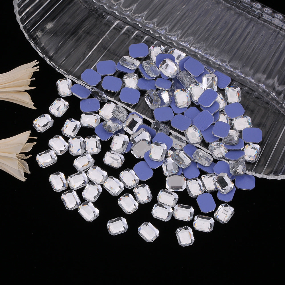 OPL K9 Glass Crystal Loose Rhinestones - Hotfix Flat Top Rectangle Shape Iron-on Rhinestones for DIY Crafts and Decoration