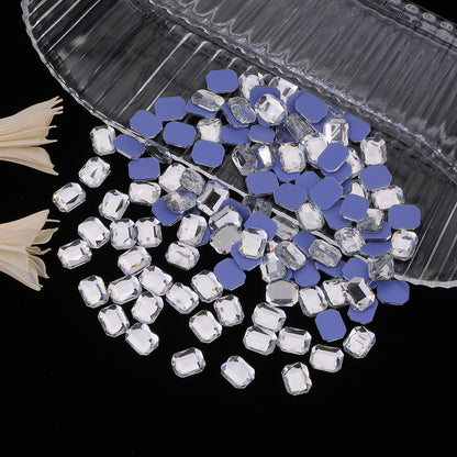 OPL K9 Glass Crystal Loose Rhinestones - Hotfix Flat Top Rectangle Shape Iron-on Rhinestones for DIY Crafts and Decoration