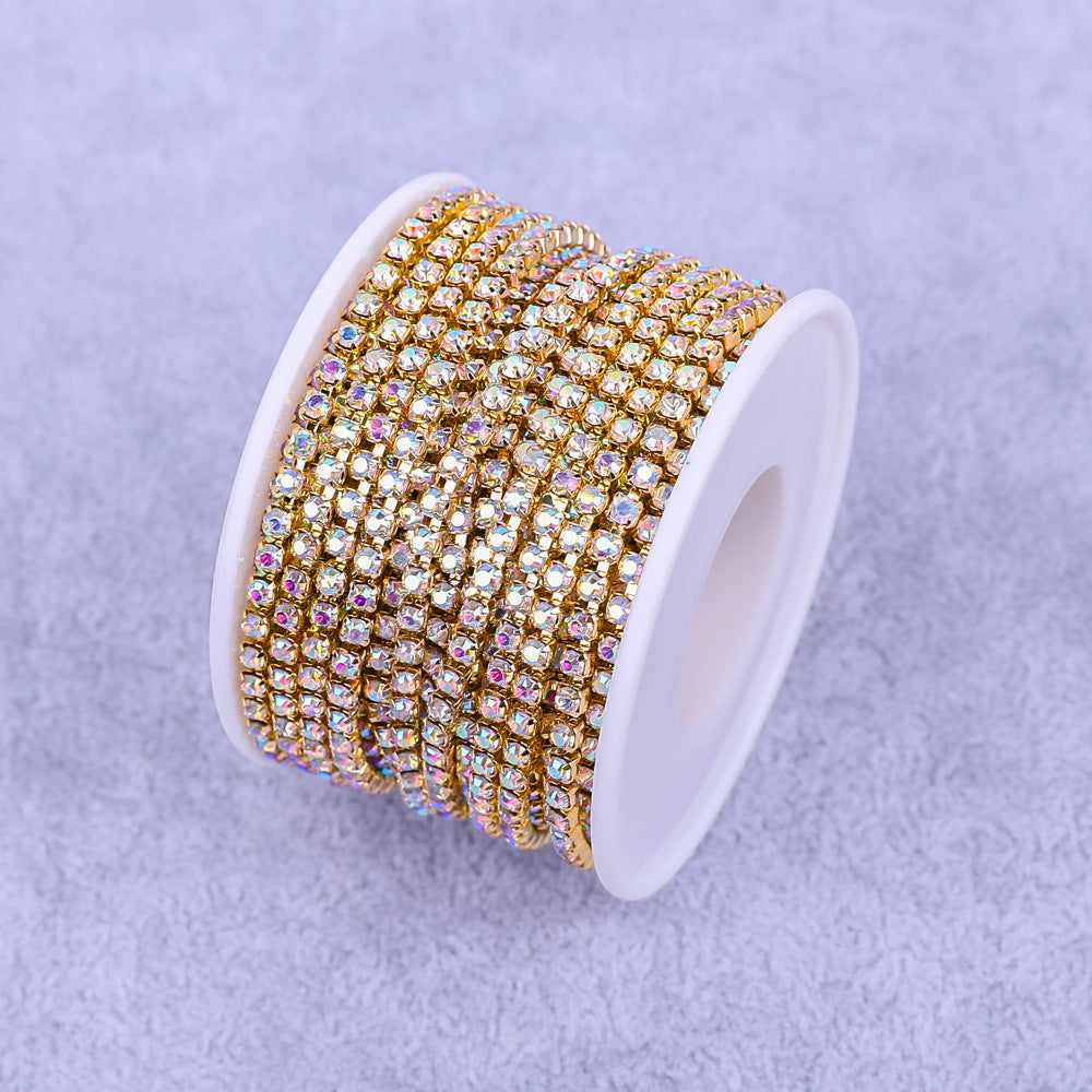 Round Shape Sew-On Cup Chain with Glass Loose Rhinestone Decoration for Dresses - Sizes 3mm-8mm