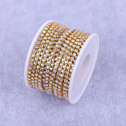 Round Shape Sew-On Cup Chain with Glass Loose Rhinestone Decoration for Dresses - Sizes 3mm-8mm