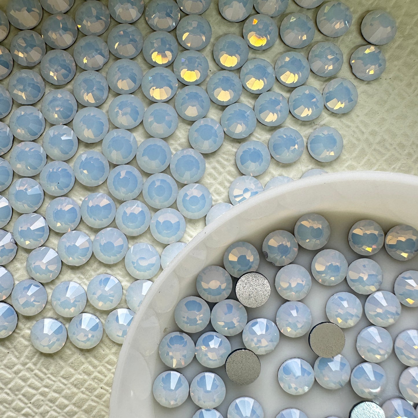 OPAL Wholesale Premium Quality Adhesive Silver Backed Flatback Glass Rhinestones with 12 Facets for Nail Art Creations