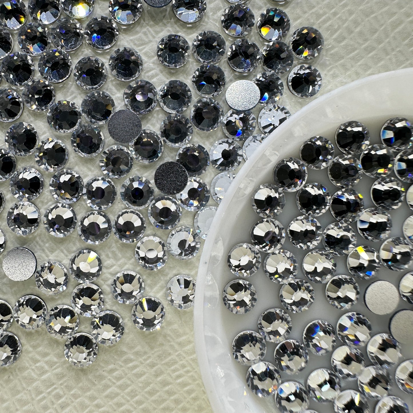 OPAL Wholesale Premium Quality Adhesive Silver Backed Flatback Glass Rhinestones with 12 Facets for Nail Art Creations