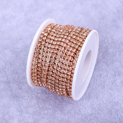 Round Shape Sew-On Cup Chain with Glass Loose Rhinestone Decoration for Dresses - Sizes 3mm-8mm