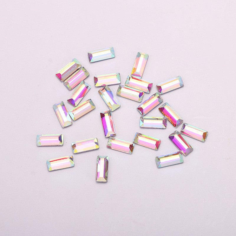 OPL K9 Glass Crystal Loose Rhinestones - Hotfix Flat Top Rectangle Shape Iron-on Rhinestones for DIY Crafts and Decoration