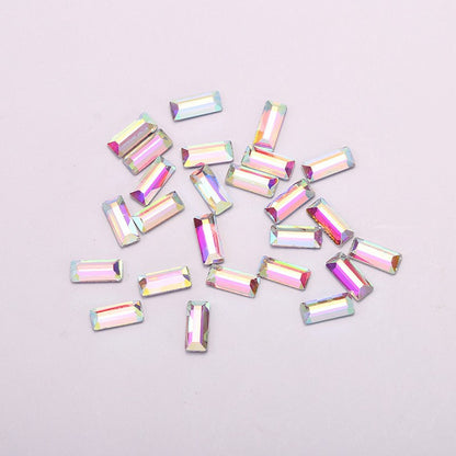 OPL K9 Glass Crystal Loose Rhinestones - Hotfix Flat Top Rectangle Shape Iron-on Rhinestones for DIY Crafts and Decoration