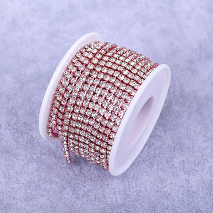 Round Shape Sew-On Cup Chain with Glass Loose Rhinestone Decoration for Dresses - Sizes 3mm-8mm