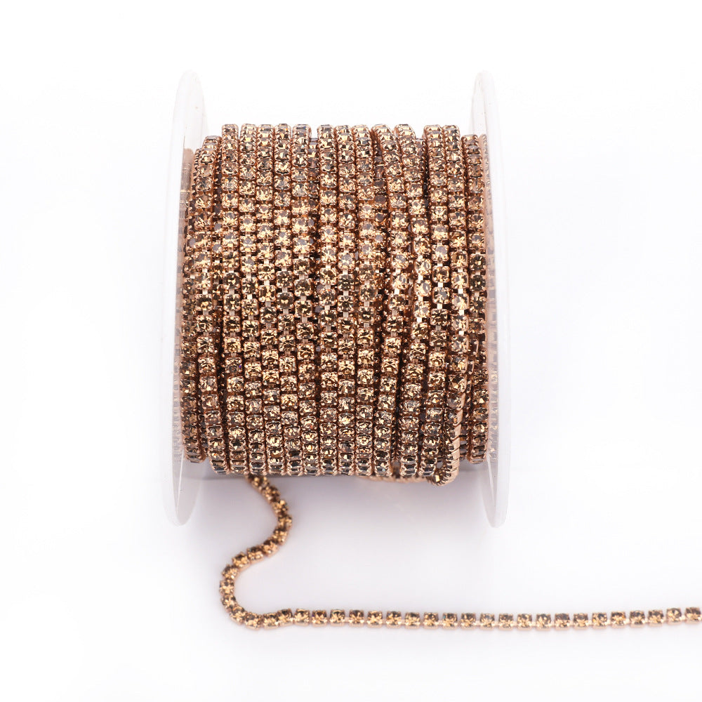 Round Shape Sew-On Cup Chain with Glass Loose Rhinestone Decoration for Dresses - Sizes 3mm-8mm